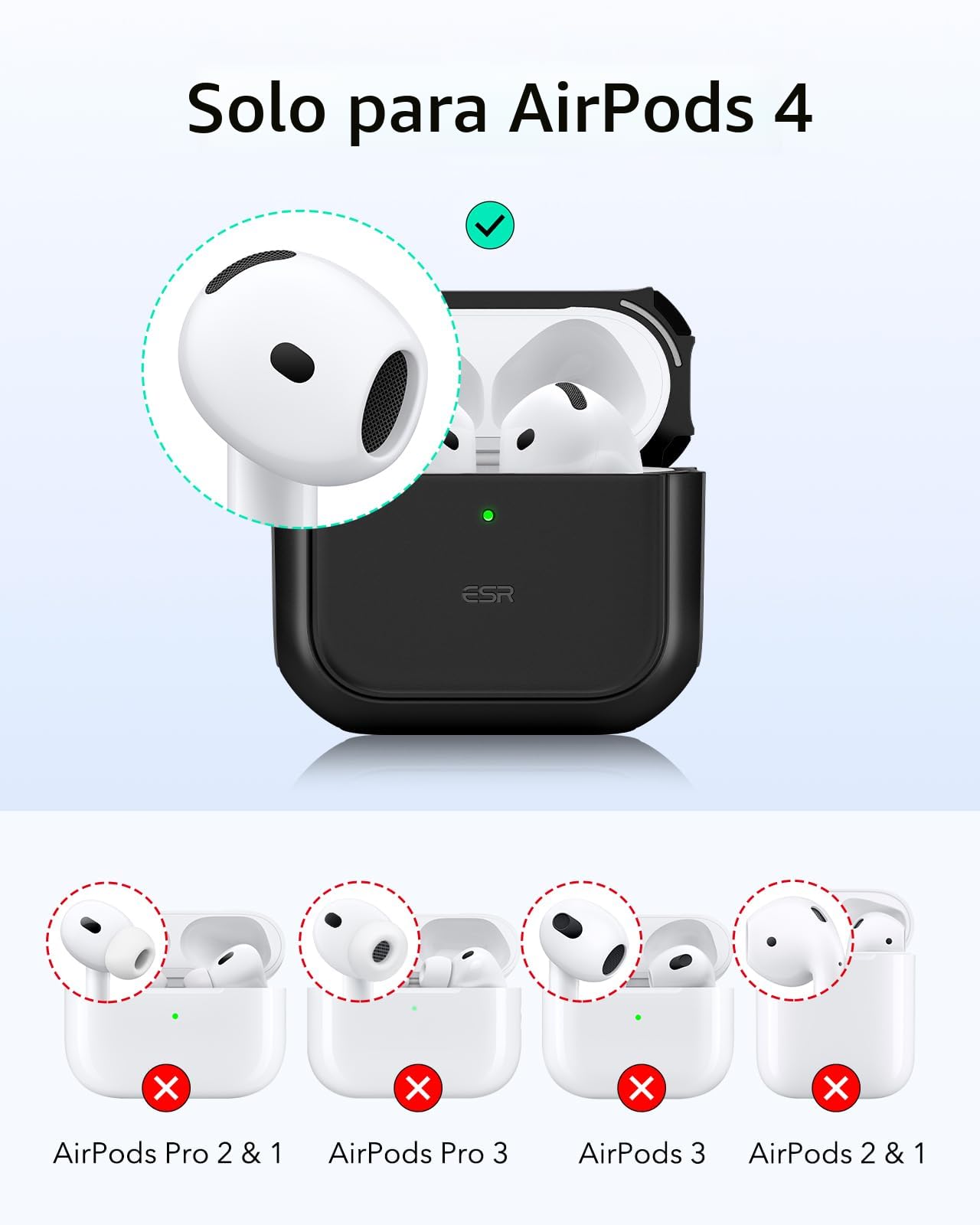 Amazon.com: ESR Funda para AirPods 4, Compatible con Funda de